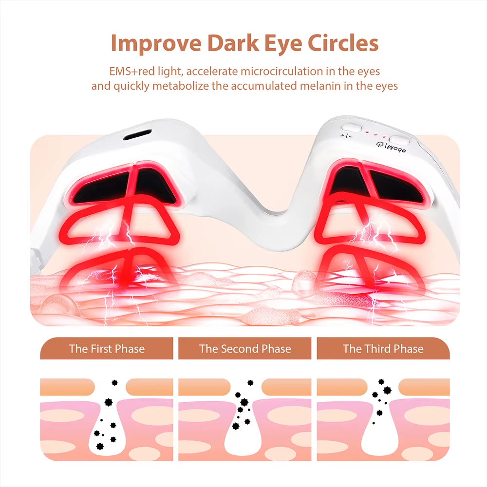 Smart EMS Eye Massager – Red Light Therapy for Dark Circles, Eye Bags & Wrinkles
