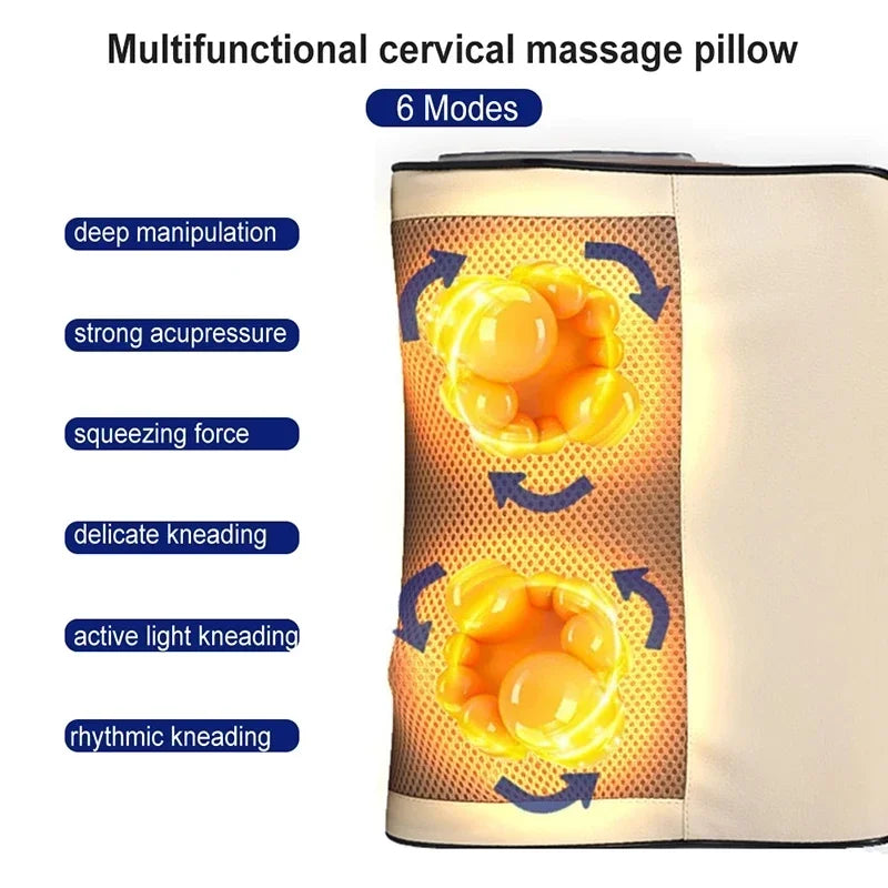 Infrared Heating Electric Massage Pillow – Deep Tissue Kneading for Neck, Back, Shoulders & More