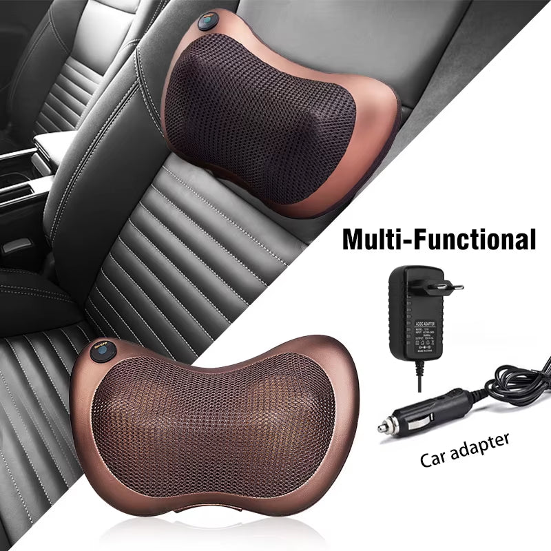 Shiatsu Head & Neck Massage Pillow – Deep Kneading with Heat for Neck, Back & Full Body Relief