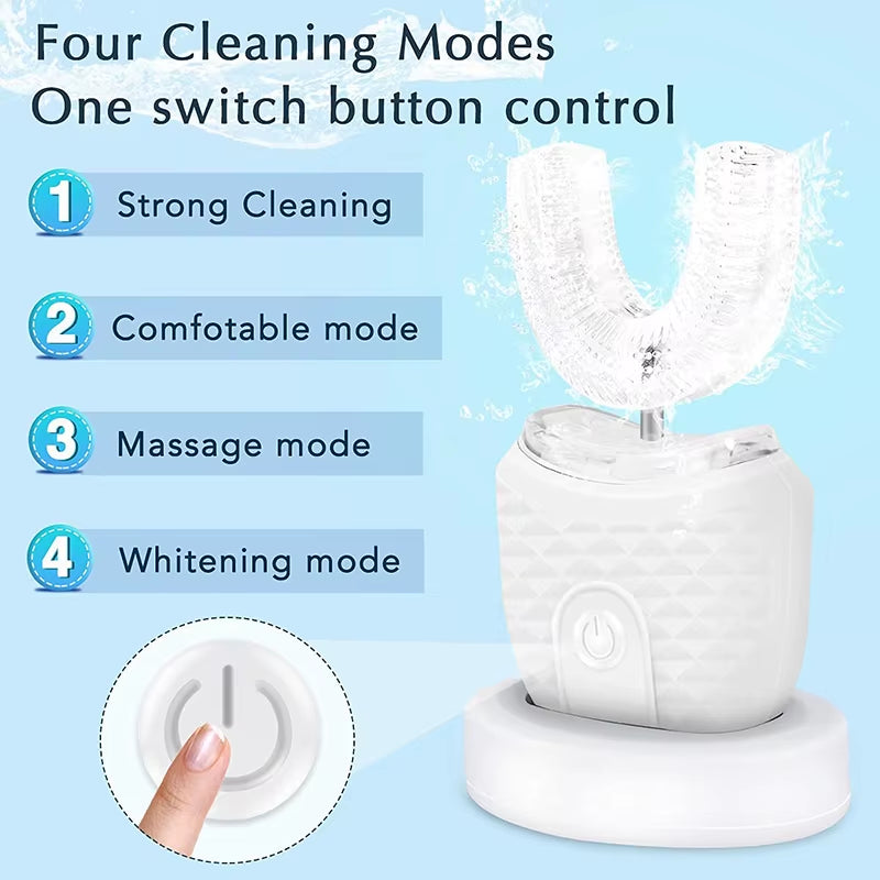 360° Ultrasonic U Shaped Toothbrush – Automatic Full Mouth Cleaning