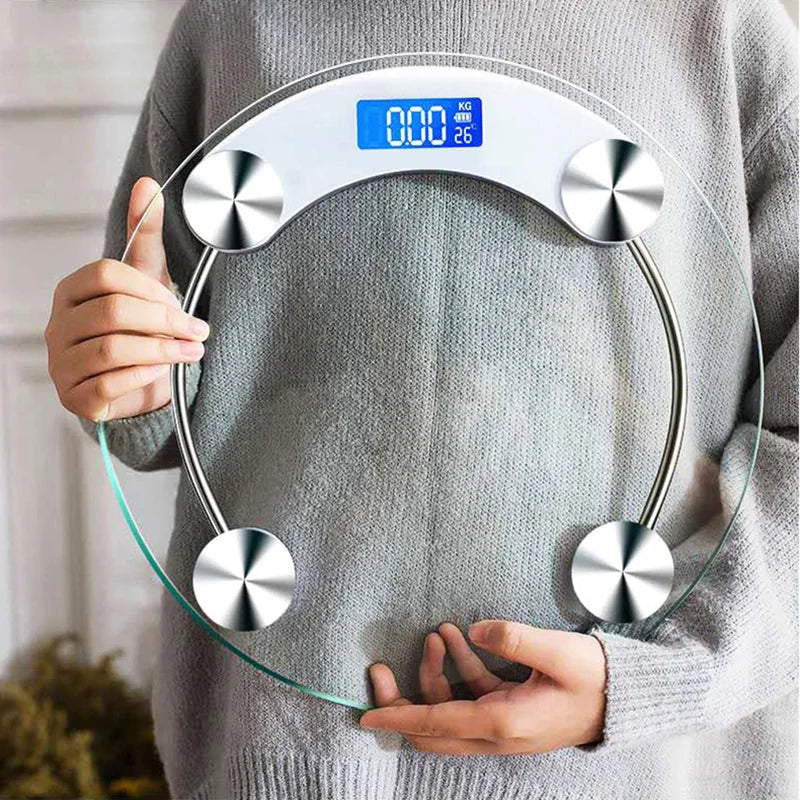 Round Digital Body Weight Scale – Precision LCD Bathroom Scale with Tempered Glass