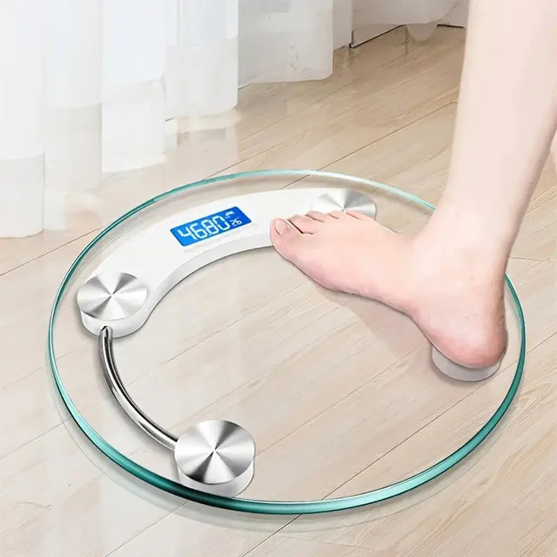 Round Digital Body Weight Scale – Precision LCD Bathroom Scale with Tempered Glass