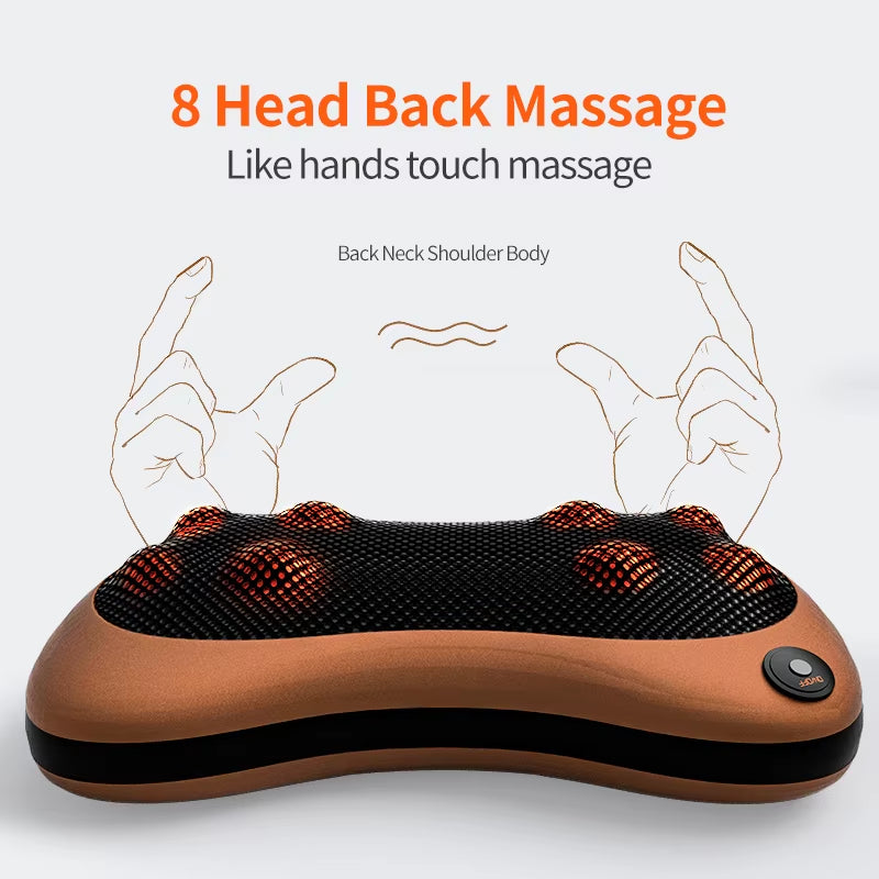 Shiatsu Head & Neck Massage Pillow – Deep Kneading with Heat for Neck, Back & Full Body Relief