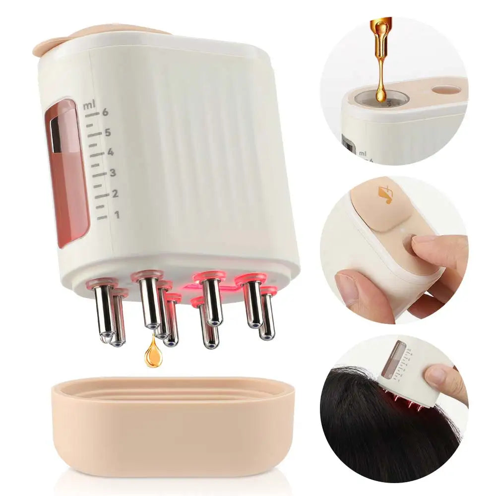 Electric Scalp Massager Comb – LED Red Light Therapy & Nutrient Applicator for Hair Growth
