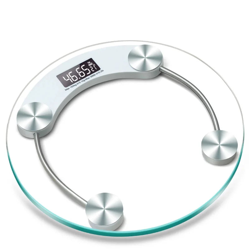 Round Digital Body Weight Scale – Precision LCD Bathroom Scale with Tempered Glass