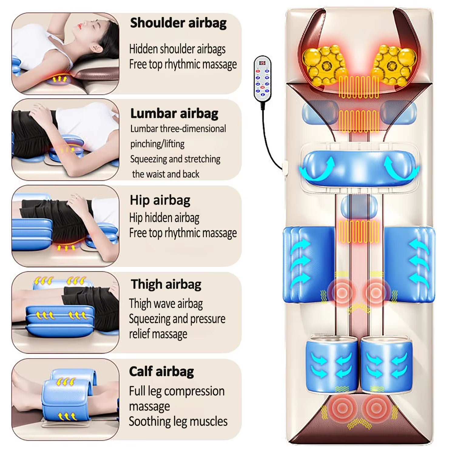 Full Body Massage Mat – Deep Relaxation with Shiatsu, Heat & Air Compression
