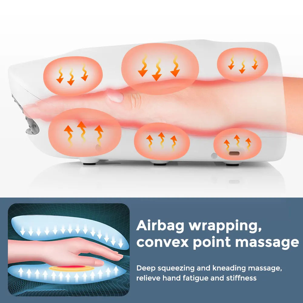 Heated Air Compression Hand Massager – Palm, Finger & Wrist Relief