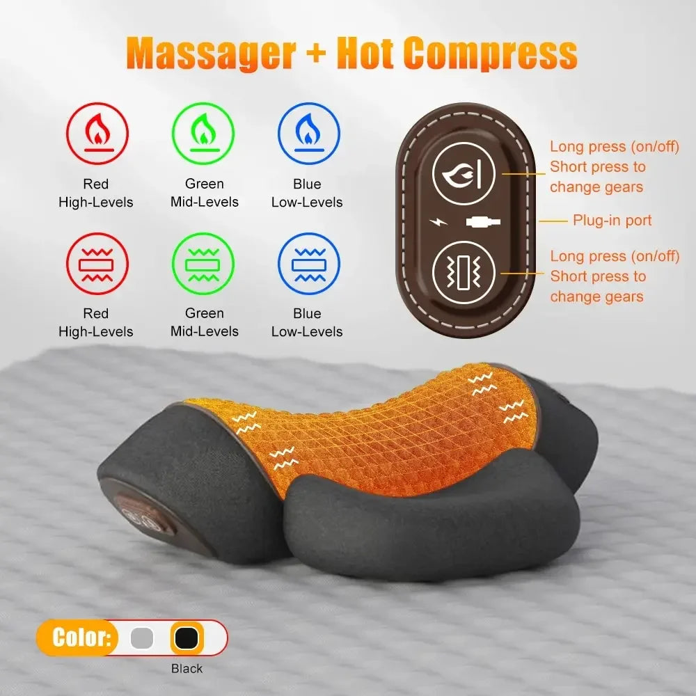 Electric Cervical Massager Pillow – Hot Compress & Vibration Neck Therapy