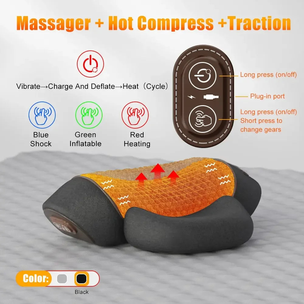 Electric Cervical Massager Pillow – Hot Compress & Vibration Neck Therapy
