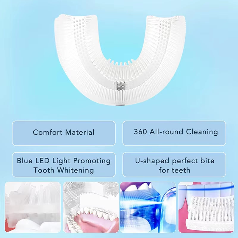 360° Ultrasonic U Shaped Toothbrush – Automatic Full Mouth Cleaning