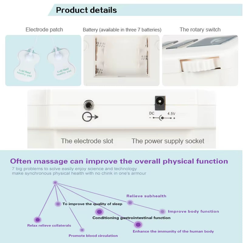 TENS EMS Muscle Stimulator & Slipper Massager – Acupuncture, Gua Sha, and Fat Burning Therapy