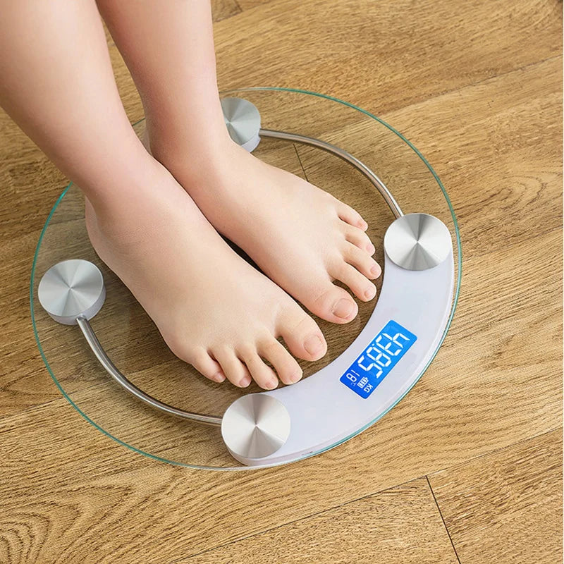 Round Digital Body Weight Scale – Precision LCD Bathroom Scale with Tempered Glass