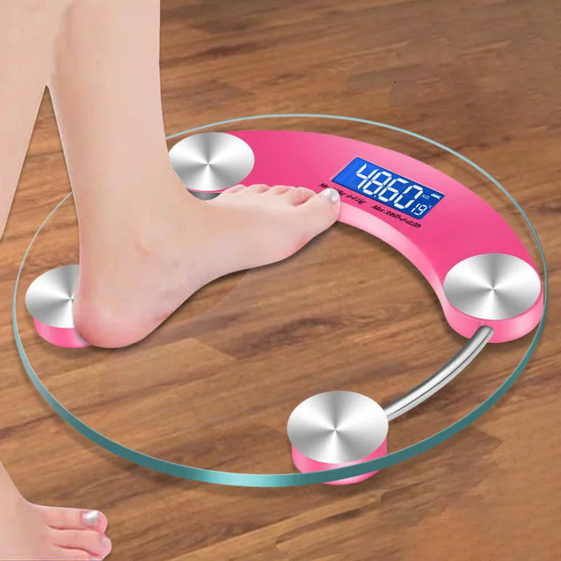 Round Digital Body Weight Scale – Precision LCD Bathroom Scale with Tempered Glass