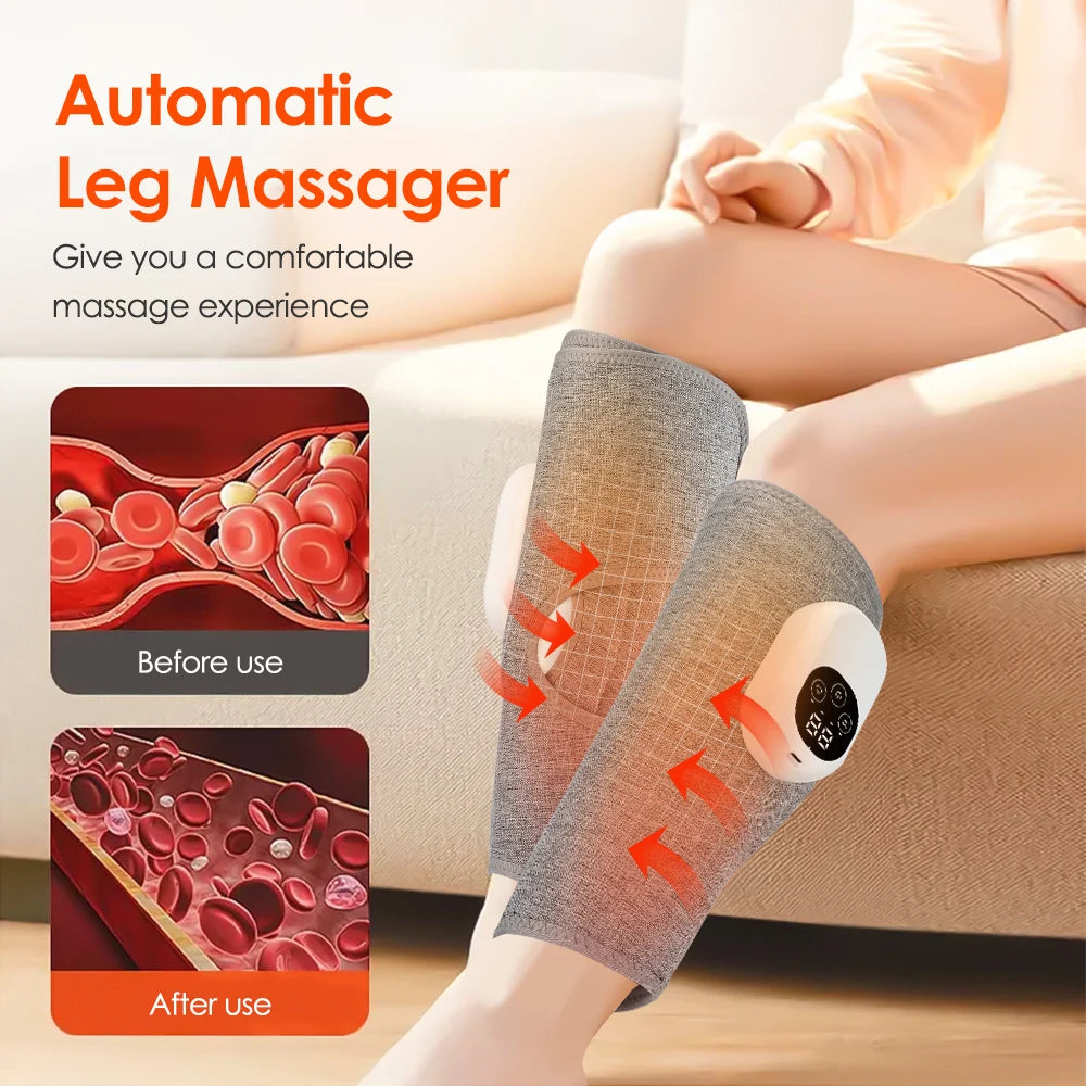 Wireless Heated Air Compression Leg Massager – Calf Relief, Muscle Relaxation & Leg Shaping